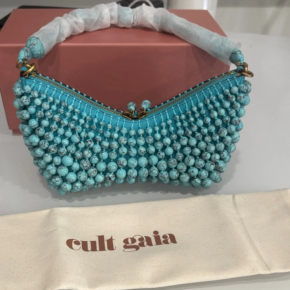 cult gaia Turquoise Beaded Mercier Shoulder Bag with box + dustbag - Picture 3 of 13